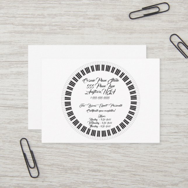 Piano Lesson Studio  Business Card (Front/Back In Situ)