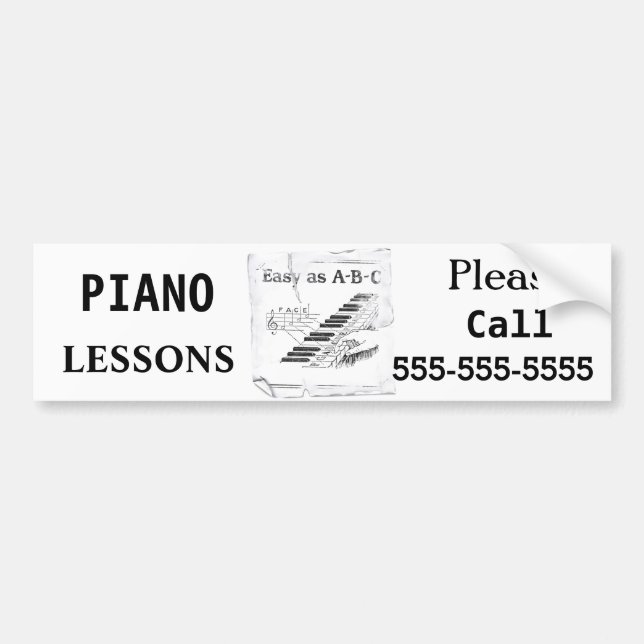 Piano Lessons - Customizable Bumper Sticker (Front)