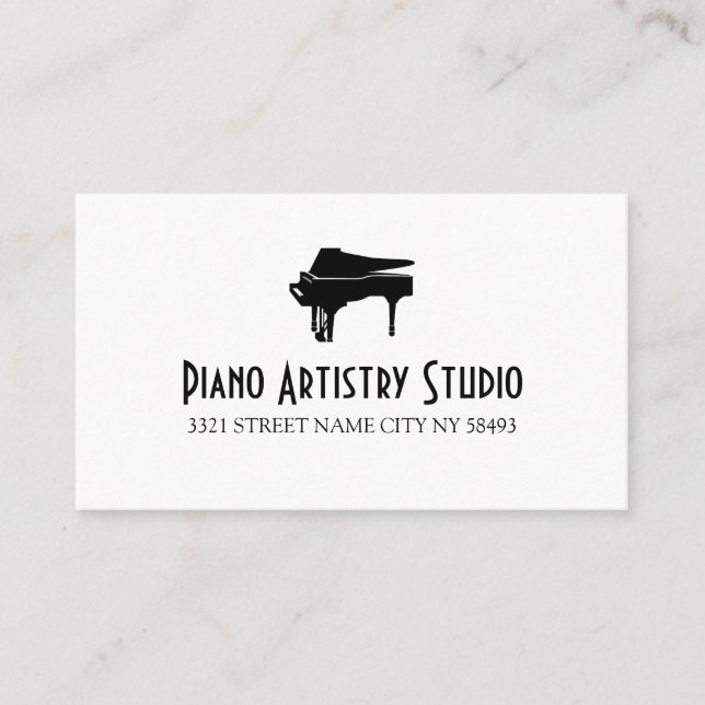 Piano Lessons Instructor Music Studio  Business Ca Card (Front)