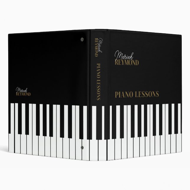 Piano Lessons Keyboard Custom Black Binder (Background)