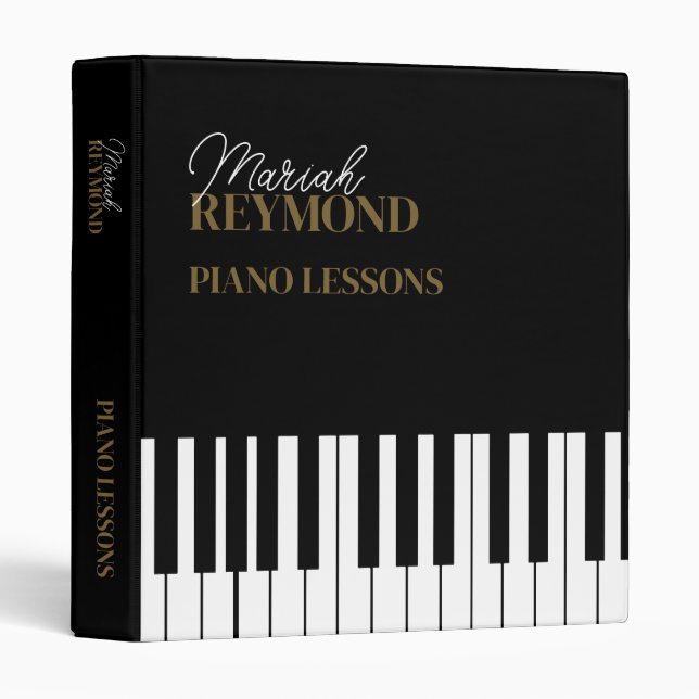 Piano Lessons Keys Keyboard custom black Binder (Front/Spine)