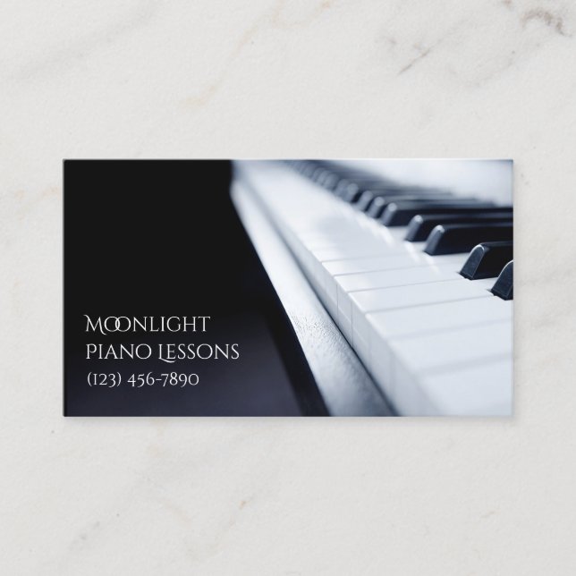 Piano Lessons, Music, Instruments Business Card (Front)