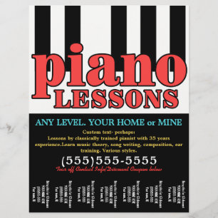 Piano Lessons. Music Tutor.Customizable Tear sheet
