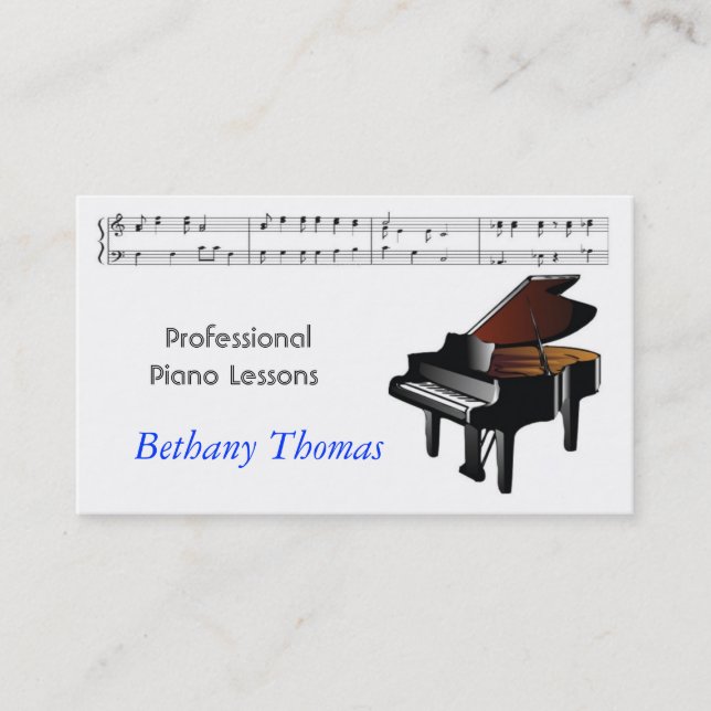 Piano Lessons Piano Sales Business Card (Front)