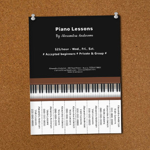 Piano Lessons Tear Off Strips Flyer