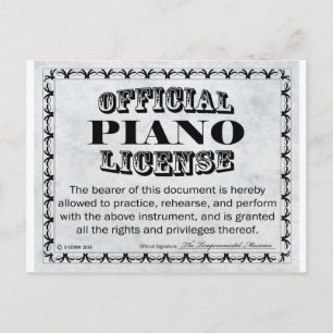 Piano License Postcard