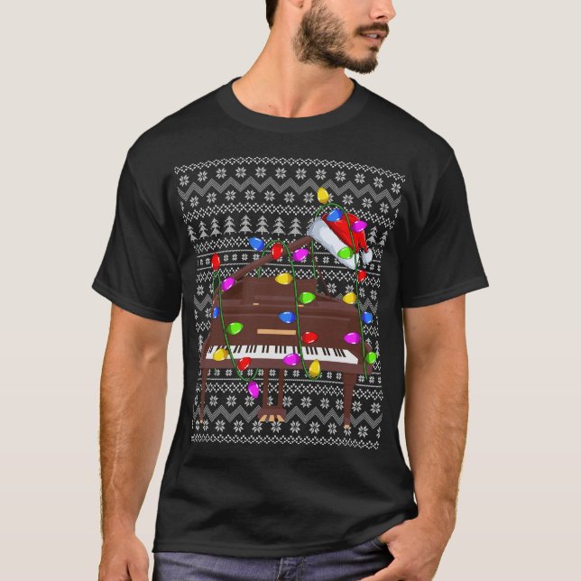 Piano Lighting Xmas Sweater Ugly Piano Christmas (Front)