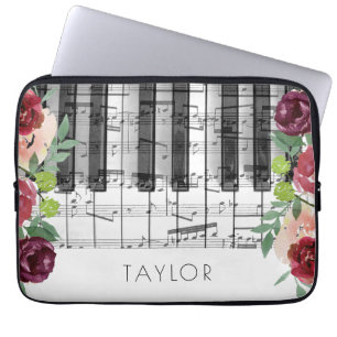 Piano marsala flowers laptop sleeve