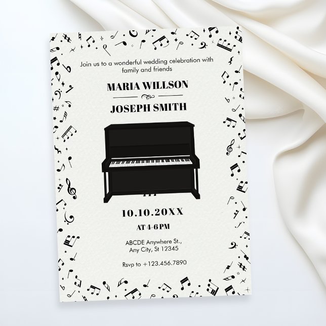 Piano melody music notes wedding invitation (Creator Uploaded)
