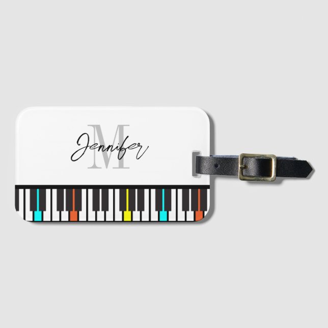  Piano Monogram Name Personalized Luggage Tag (Front Horizontal)