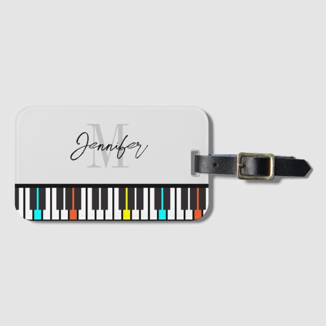  Piano Monogram Name Personalized Luggage Tag (Front Horizontal)