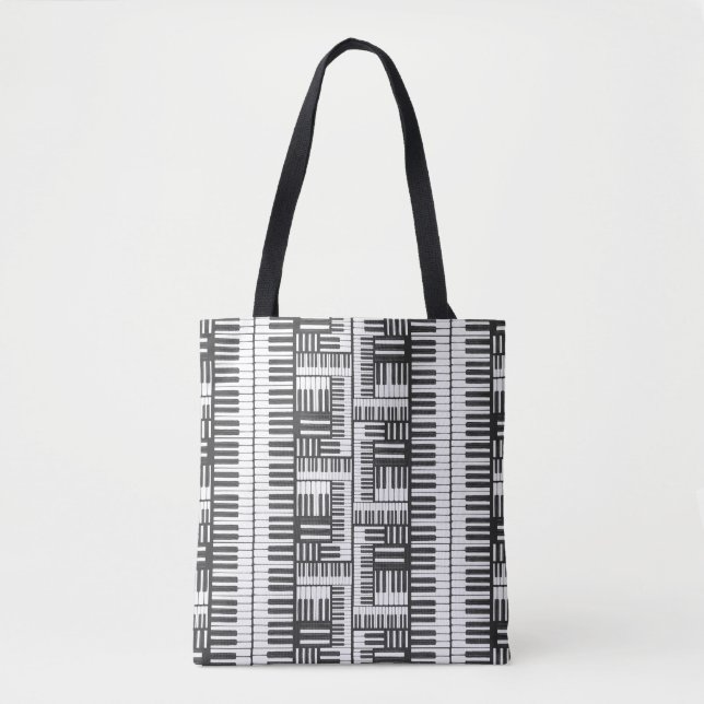 Piano Motif Sac fourre-tout noir et blanc (Devant)
