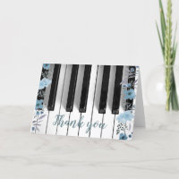 piano music blue floral thank you