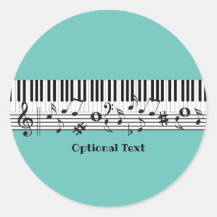 Piano Music Design Classic Round Sticker