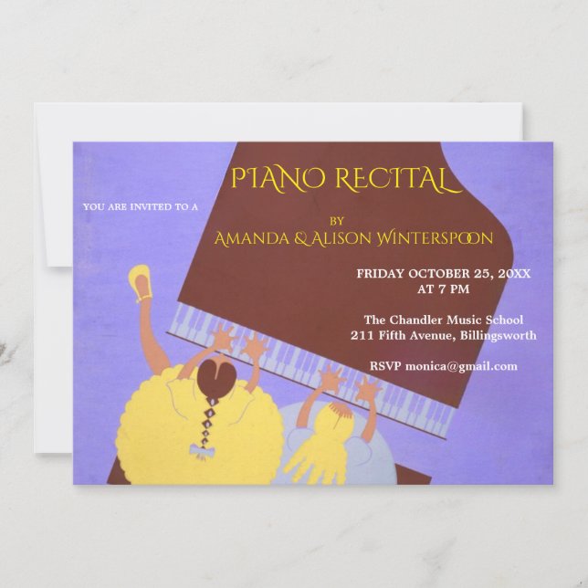Piano Music Duet Recital Event  Invitation (Front)