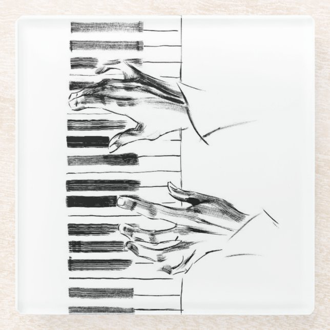 Piano music glass coaster (Front)