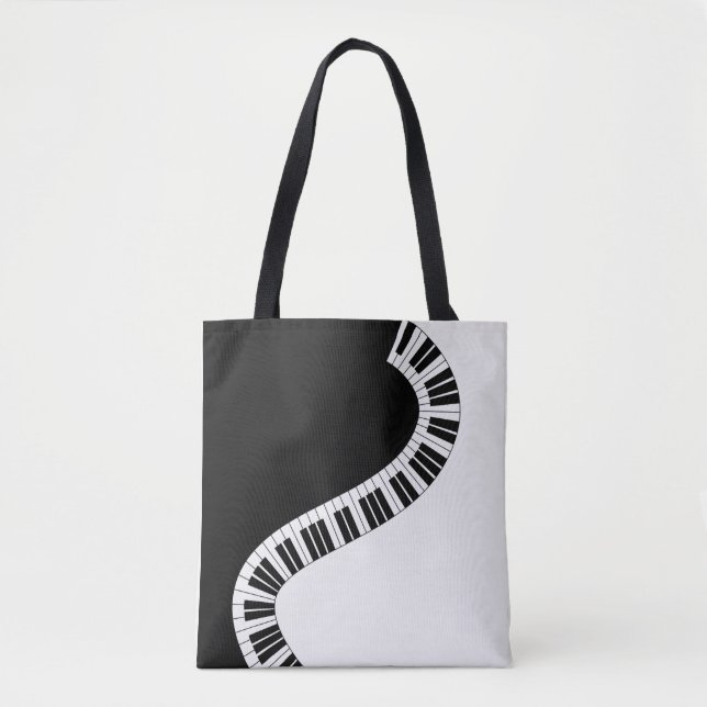 Piano Music Keyboard Black White Music Teacher Tote Bag (Front)