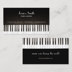Piano Music Lessons Black business card
