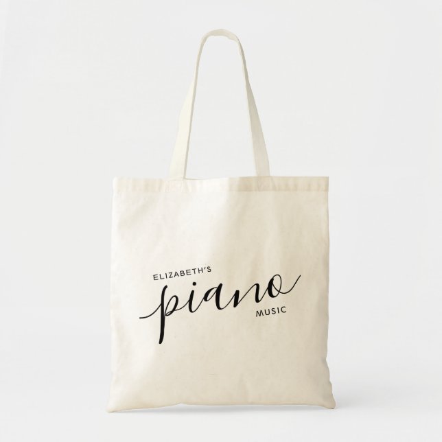 Piano Music Modern Personalized Script Name  Tote  Bag (Front)