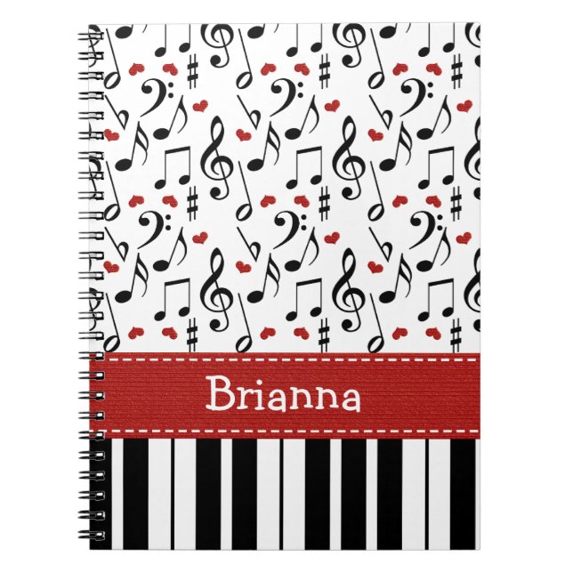 Piano Music Note Spiral Notebook Journal (Front)