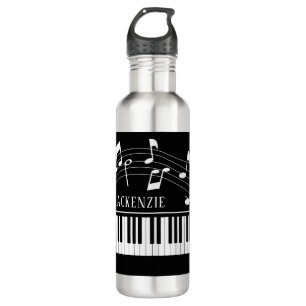 Piano Music Notes Script Name Black White 710 Ml Water Bottle