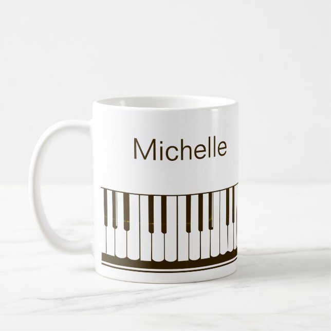 Piano Music Notes Script Name Black White Coffee M Coffee Mug (Left)