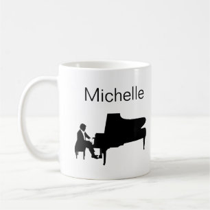 Piano Music Notes Script Name Black White Coffee M Mug