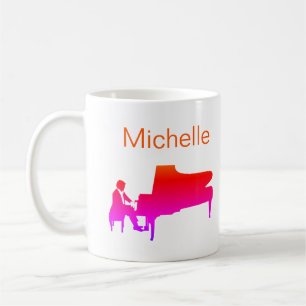 Piano Music Notes Script Name Black White Coffee M Mug