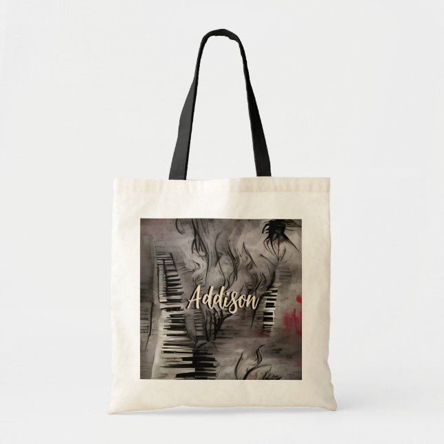 Piano Music Personalized  Tote Bag (Front)