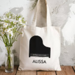 Piano Music Studio, Teacher Promotional Student  Tote Bag<br><div class="desc">Promote your piano or music business with this grand piano tote bag. Use them as a personalized gift for students,  who can carry sheet music to lessons in these great tote bags. They may be personalized with the name of your studio and contact information.</div>