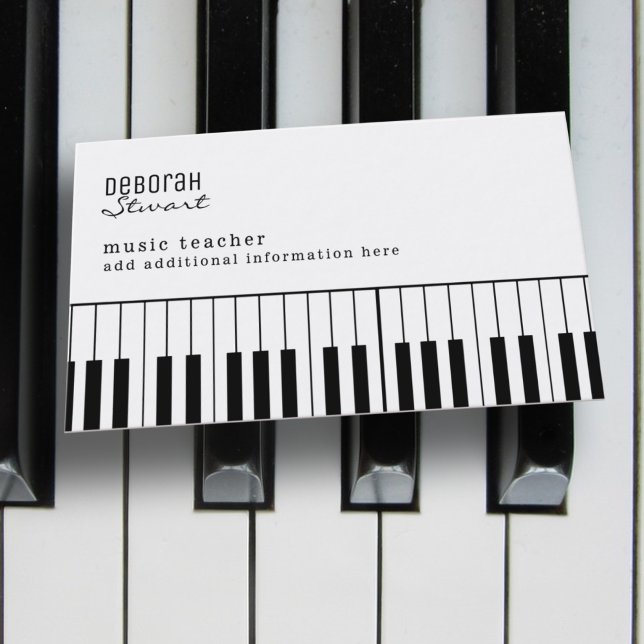 Piano Music Teacher Elegant Business Card (Creator Uploaded)