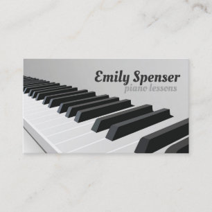 Piano Music Teacher Keyboard Detail Design Grey Business Card