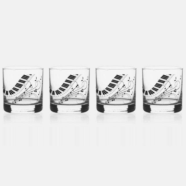 Piano Music Theme Design Whiskey Glass (Front)