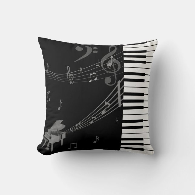 Piano Music Throw Pillow (Front)