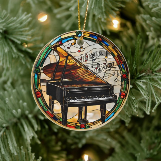 Piano Musical Instrument  Ceramic Ornament (Tree)