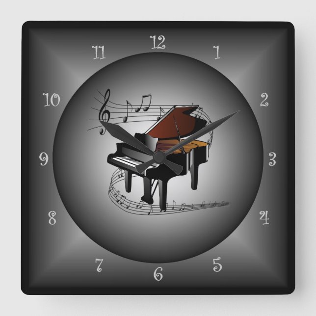 Piano ~ Musical Instrument ~ Musical Globe ~Scale~ Square Wall Clock (Front)