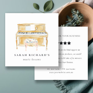 Piano Musician Music Teacher Review Request Square Business Card
