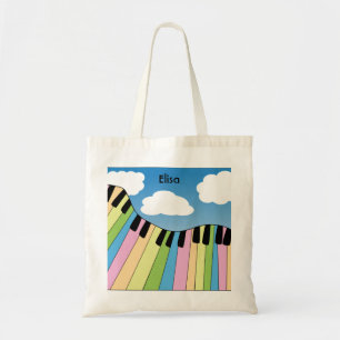 Piano Neon Colour Blue Sky Clouds Music Personaliz Tote Bag