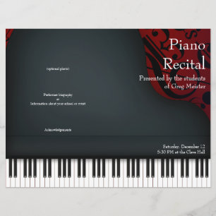 Piano noir sur rouge plié programme de considérant