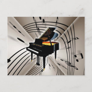 Piano Notes and Staff Postcard