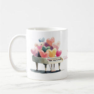 Piano of Love Hearts Coffee Mug