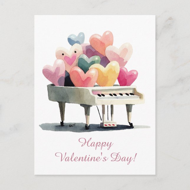 Piano of Love Hearts Postcard (Front)