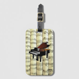Piano On Rolled Sheet Music ~  Luggage Tag