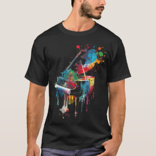 Piano Piano Splash Art Jazz Composer Keyboard T-Shirt