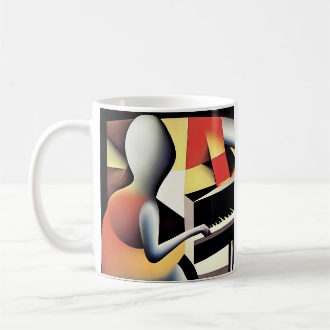 Piano Player - Airbrush Art Coffee Mug (Left)