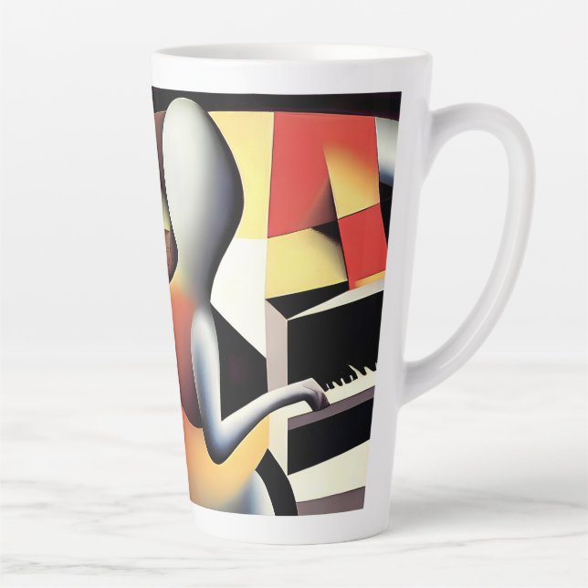 Piano Player - Airbrush Art Latte Mug (Right)
