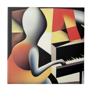 Piano Player - Airbrush Art Tile