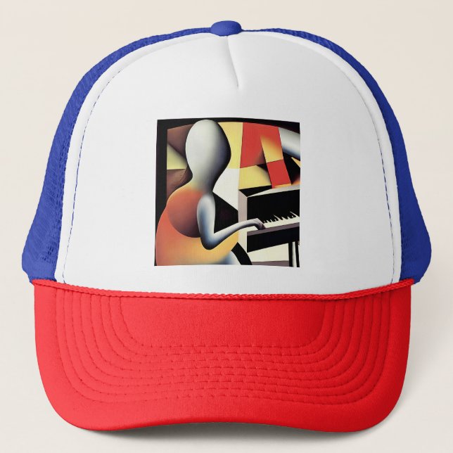 Piano Player - Airbrush Art Trucker Hat (Front)