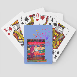 Piano Player And Music Notes Playing Cards