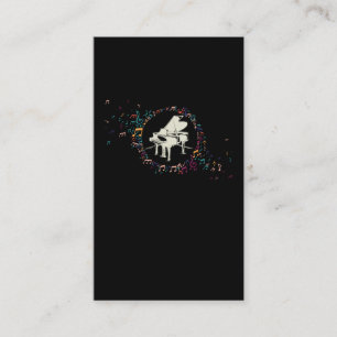 Piano Player Colourful Musical Notes Music Teacher Business Card